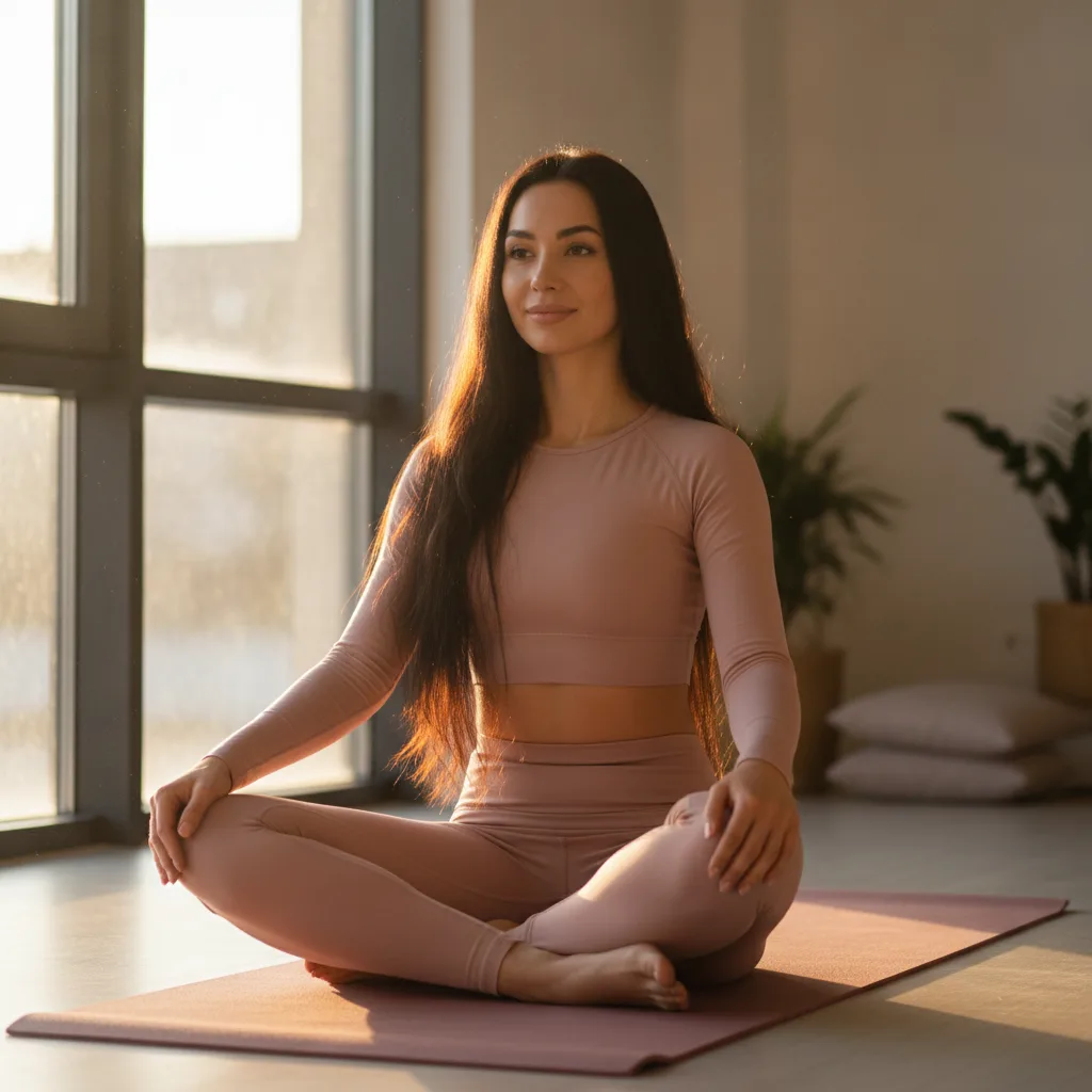 Woman in gentle yoga pose